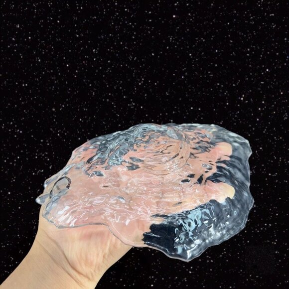 SHIRALEAH Beaux Arts Glass Clear Textured Bowl Dish Centerpiece W Sticker Turkey - Picture 10 of 14